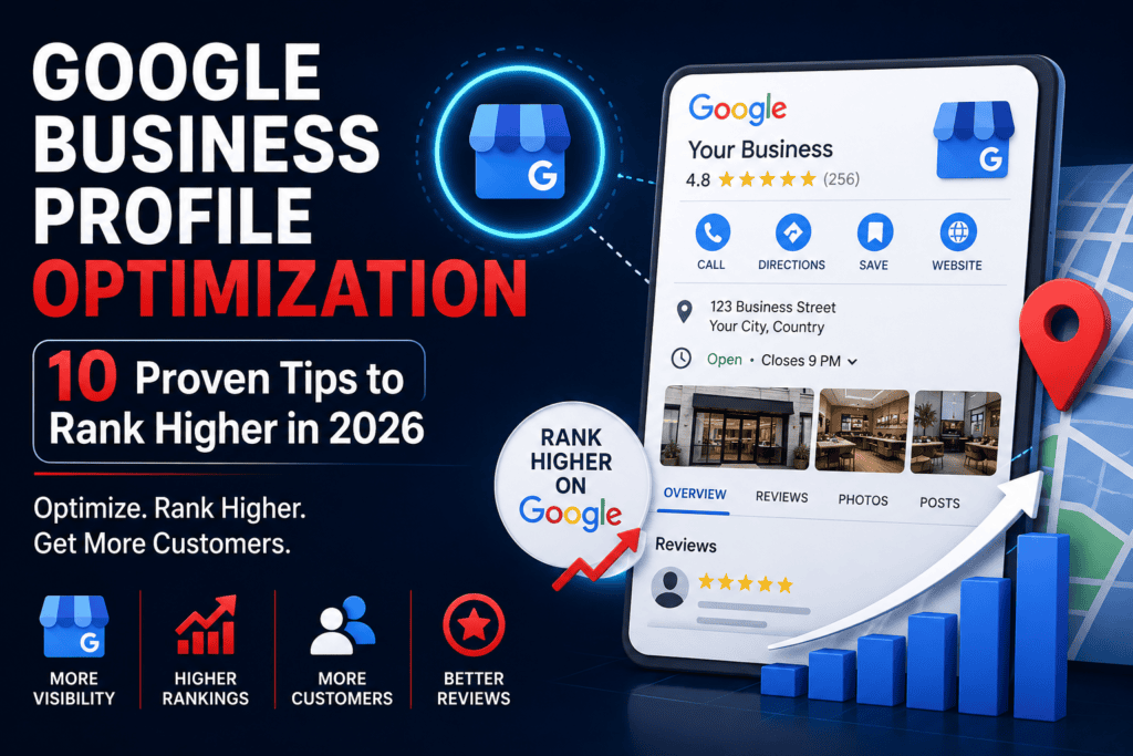 Small business owner completing Google Business Profile Optimization on a laptop